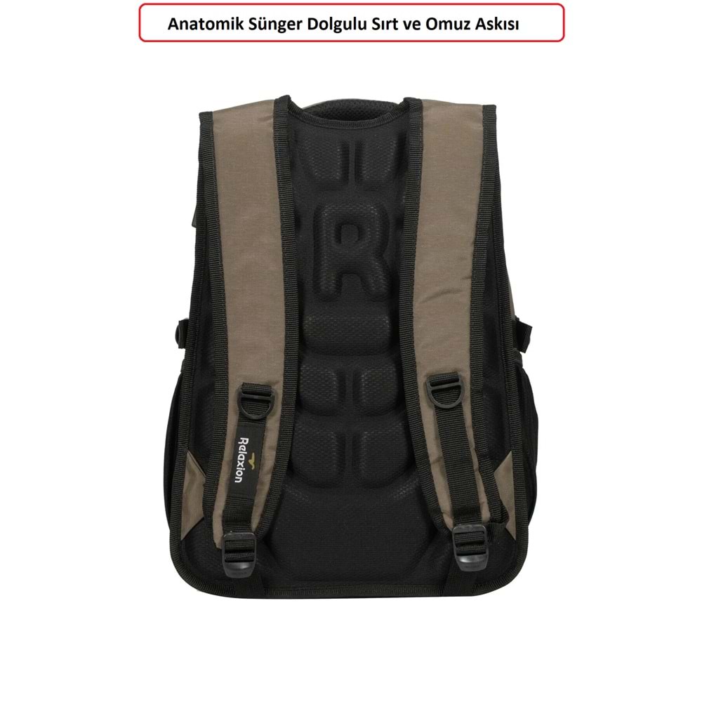 Konfores 1551-2225 Unisex Anatomik Yarasa Sırt Okul Çantası - NKT01551-VIZON-TEK EBAT