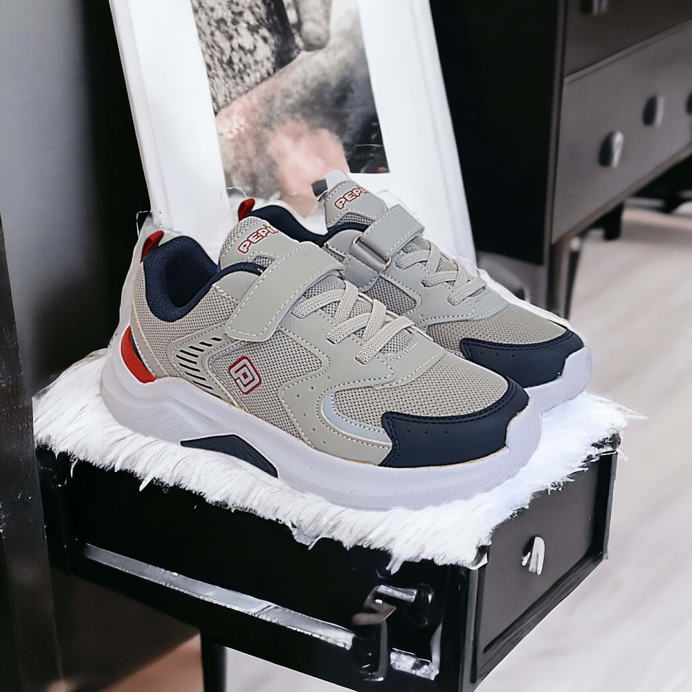 Kidessa 1565 Anatomik Taban Unisex Çocuk Sneakers Ayakkabı - NKT01565-buz gri-33