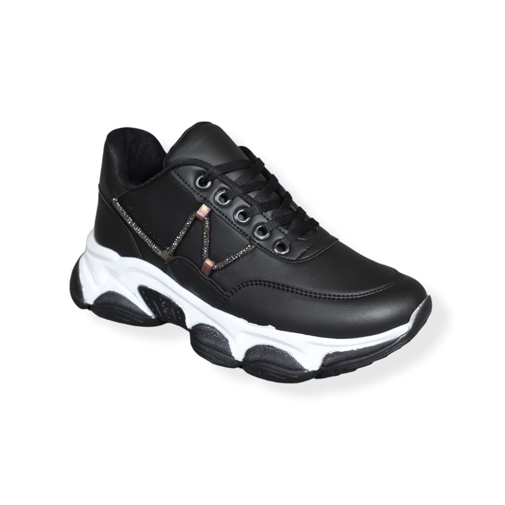 Konfores 1571-333063 Anatomik Tabanlı Sneakers Ayakkabı - NKT01571-siyah beyaz-36