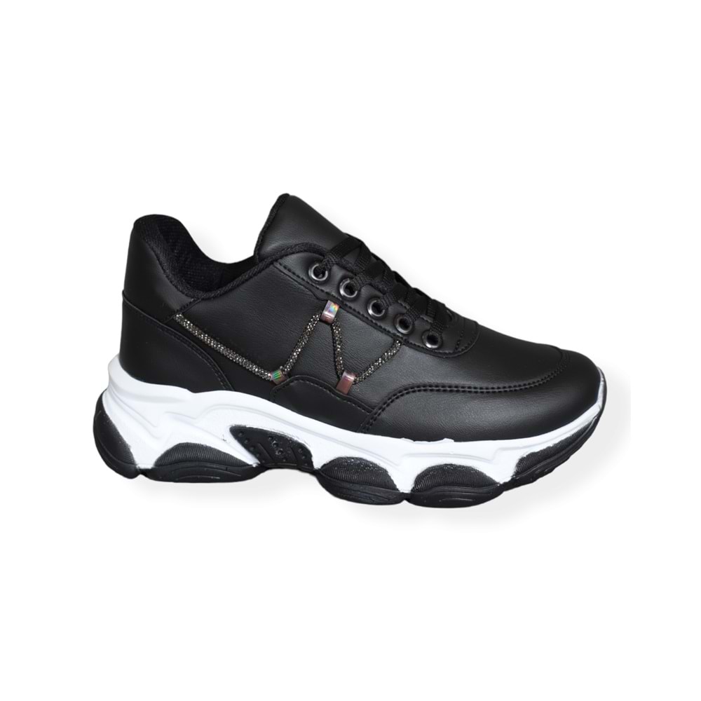 Konfores 1571-333063 Anatomik Tabanlı Sneakers Ayakkabı - NKT01571-siyah beyaz-36