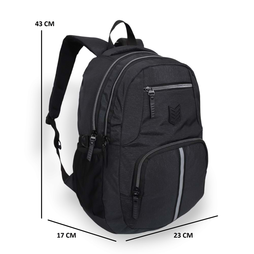 Konfores 1631 Anatomik Sırt Destekli Unisex Ortaokul Lise ve Günlük Sırt Çantası - NKT01631-siyah-TEK EBAT
