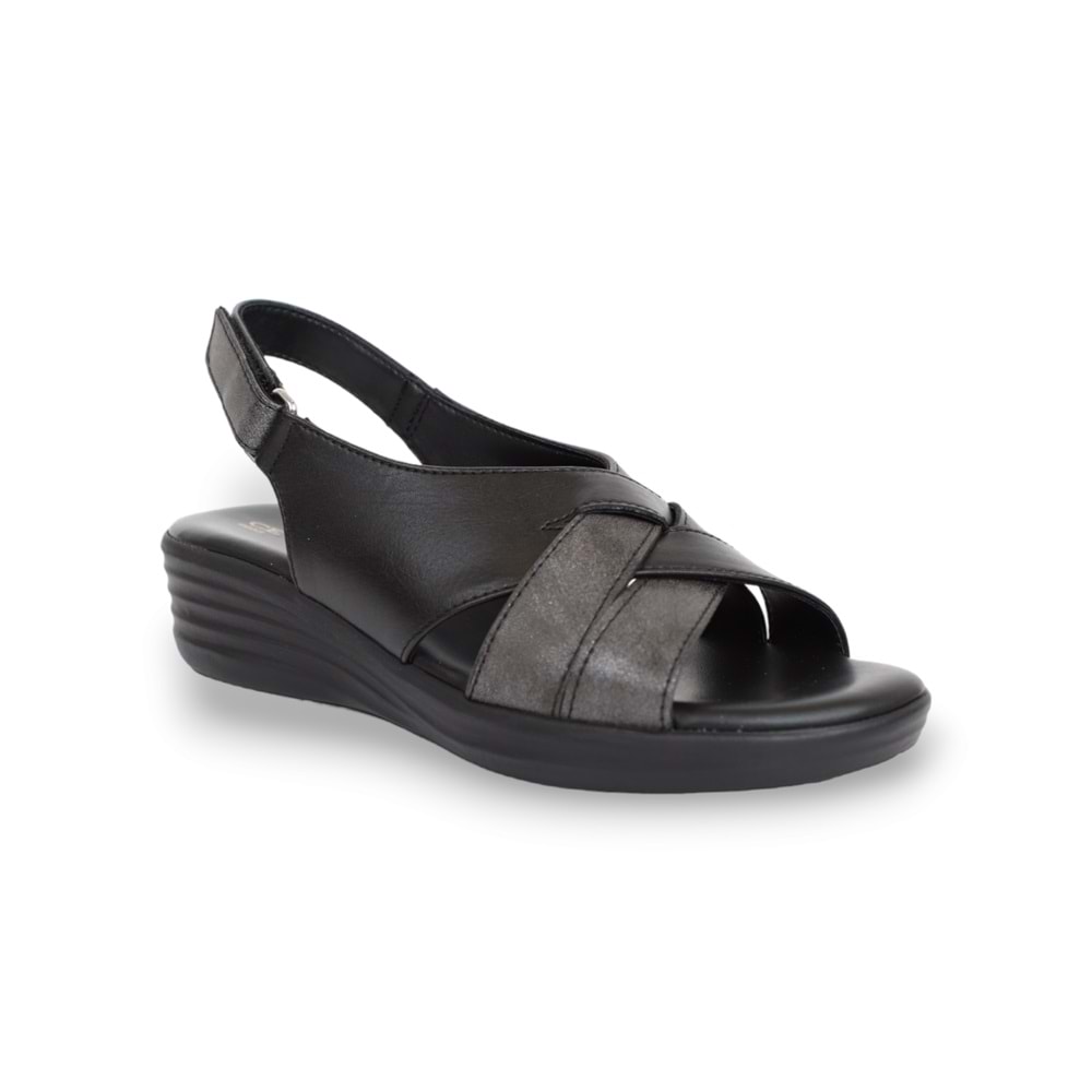 Konfores 1645-9953-18 Tam Anatomik Bayan Sandalet - NKT01645-siyah-36