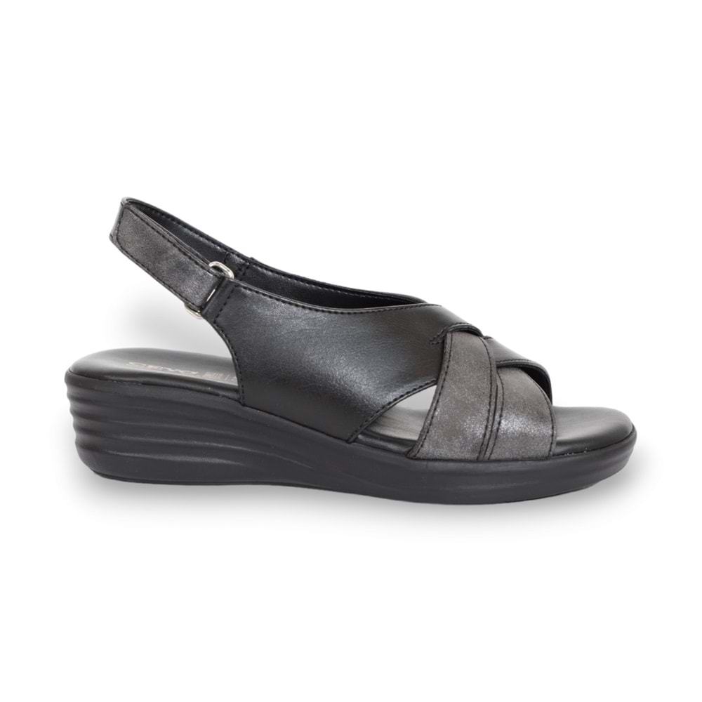 Konfores 1645-9953-18 Tam Anatomik Bayan Sandalet - NKT01645-siyah-36