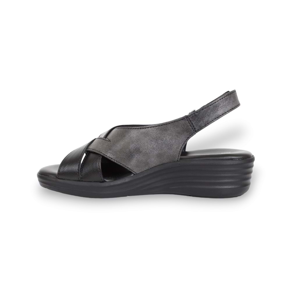 Konfores 1645-9953-18 Tam Anatomik Bayan Sandalet - NKT01645-siyah-36