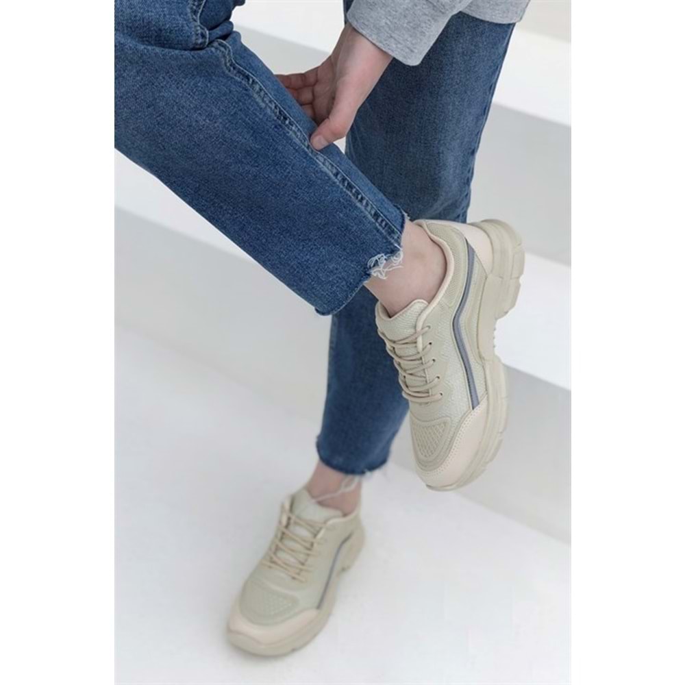 Konfores 1658 Anatomik Tabanlı Bayan Sneakers Ayakkabı - NKT01658-BEJ-39