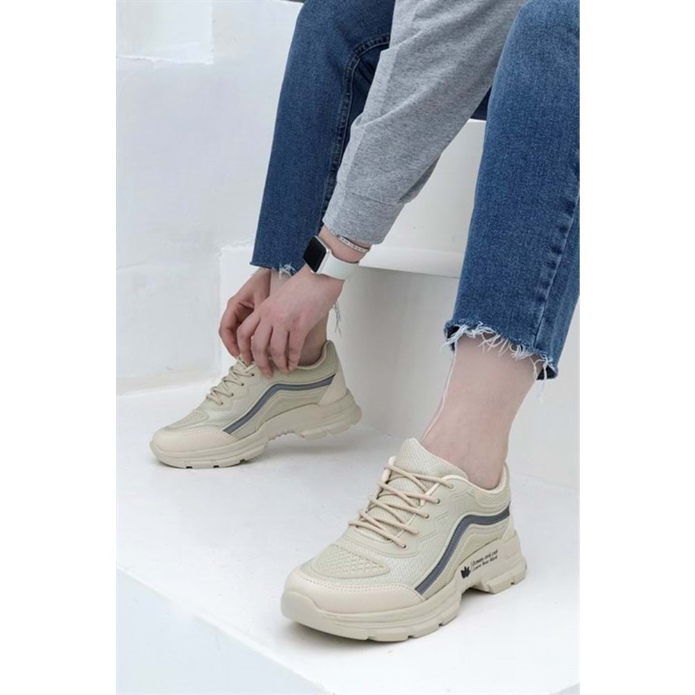 Konfores 1658 Anatomik Tabanlı Bayan Sneakers Ayakkabı - NKT01658-BEJ-39