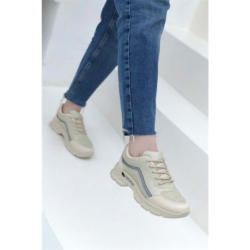 Konfores 1658 Anatomik Tabanlı Bayan Sneakers Ayakkabı - NKT01658-BEJ-40