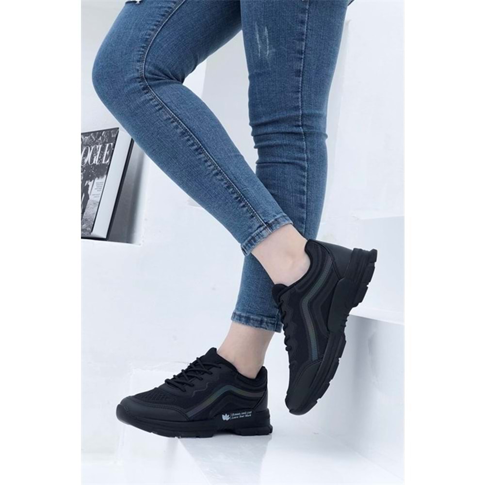 Konfores 1658 Anatomik Tabanlı Bayan Sneakers Ayakkabı - NKT01658-siyah-40