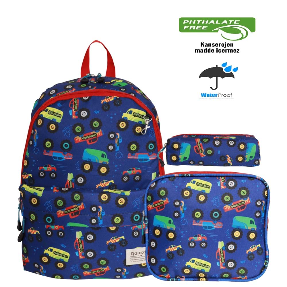 Kidessa 1671 Unisex Çocuk Beslenmeli İlkokul Çantası - NKT01671-lacivert-TEK EBAT