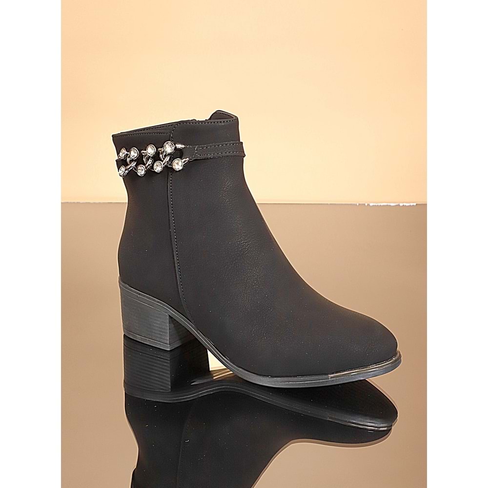 Konfores 1724-325054 Kauçuk Tabanlı Bayan Klasik Bot - NKT01724-siyah-40