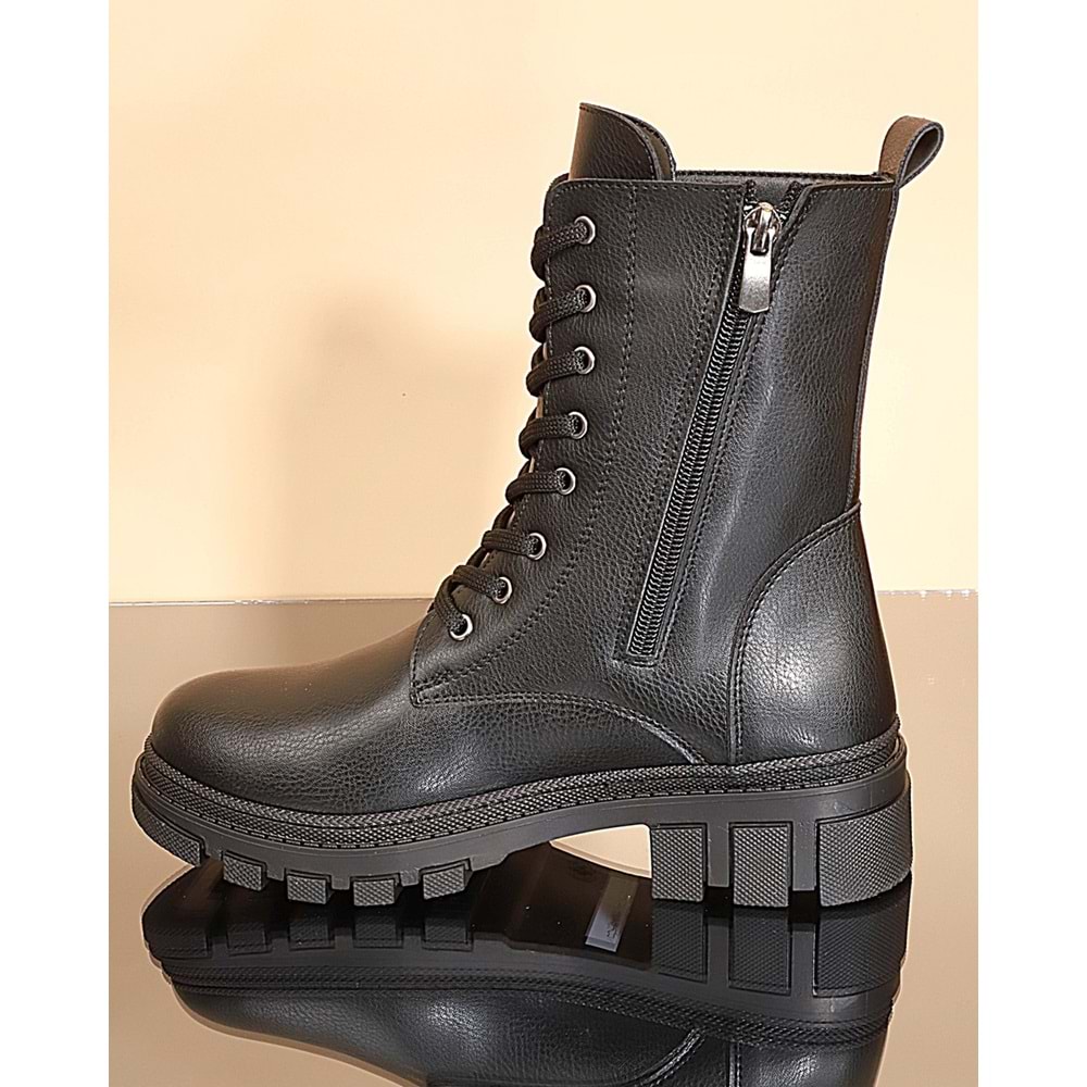 Konfores 1730-238008 Kauçuk Tabanlı Bayan Postal Spor Bot - NKT01730-siyah-38