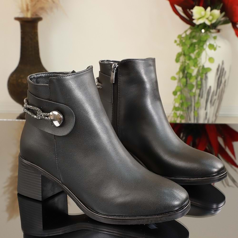 Konfores 1736-417534 Kauçuk Tabanlı Bayan Klasik Bot - NKT01736-siyah-38
