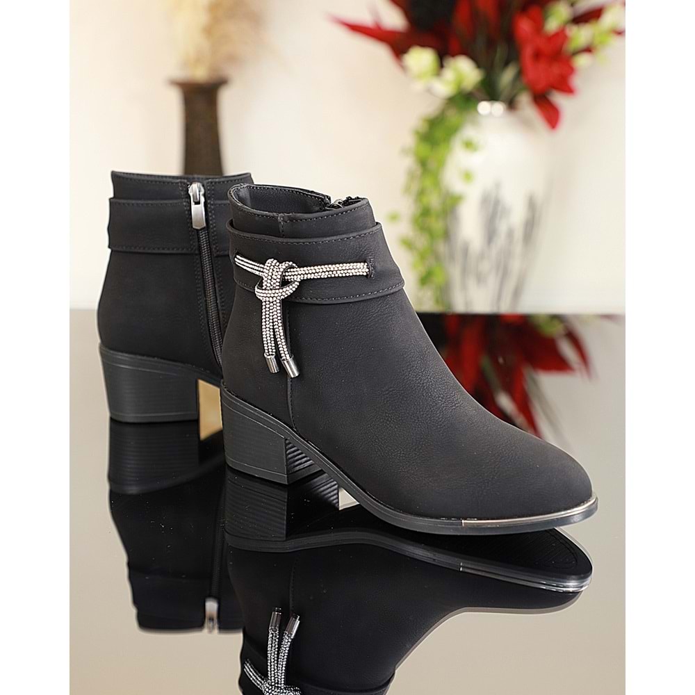 Konfores 1740-425076 Kauçuk Tabanlı Bayan Klasik Bot - NKT01740-siyah-36