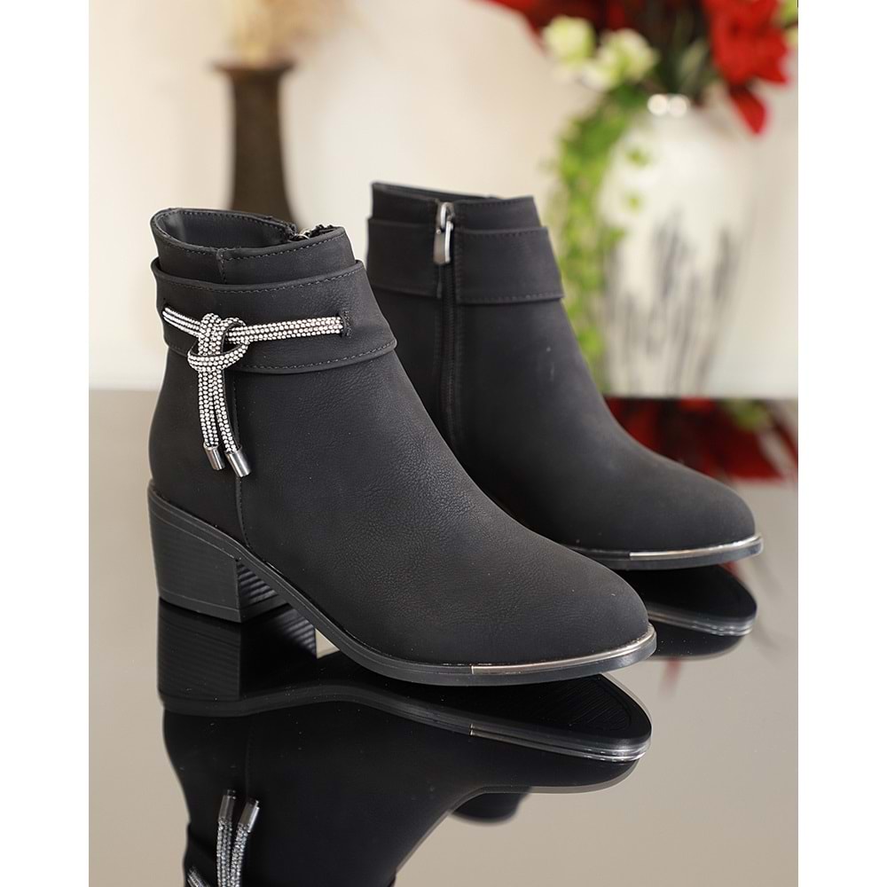 Konfores 1740-425076 Kauçuk Tabanlı Bayan Klasik Bot - NKT01740-siyah-39