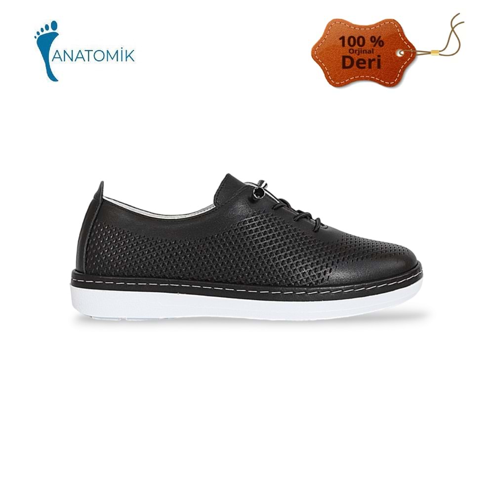 Konfores 1836 Hakiki Deri Anatomik Tabanlı Bayan Günlük Ayakkabı - NKT01836-siyah-37