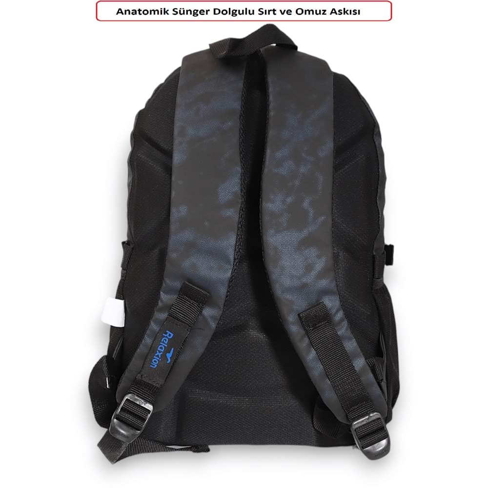 Konfores 1877-2049 Unisex Anatomik Sırt Yapılı Günlük ve Okul Sırt Çantası - NKT01877-siyah-TEK EBAT