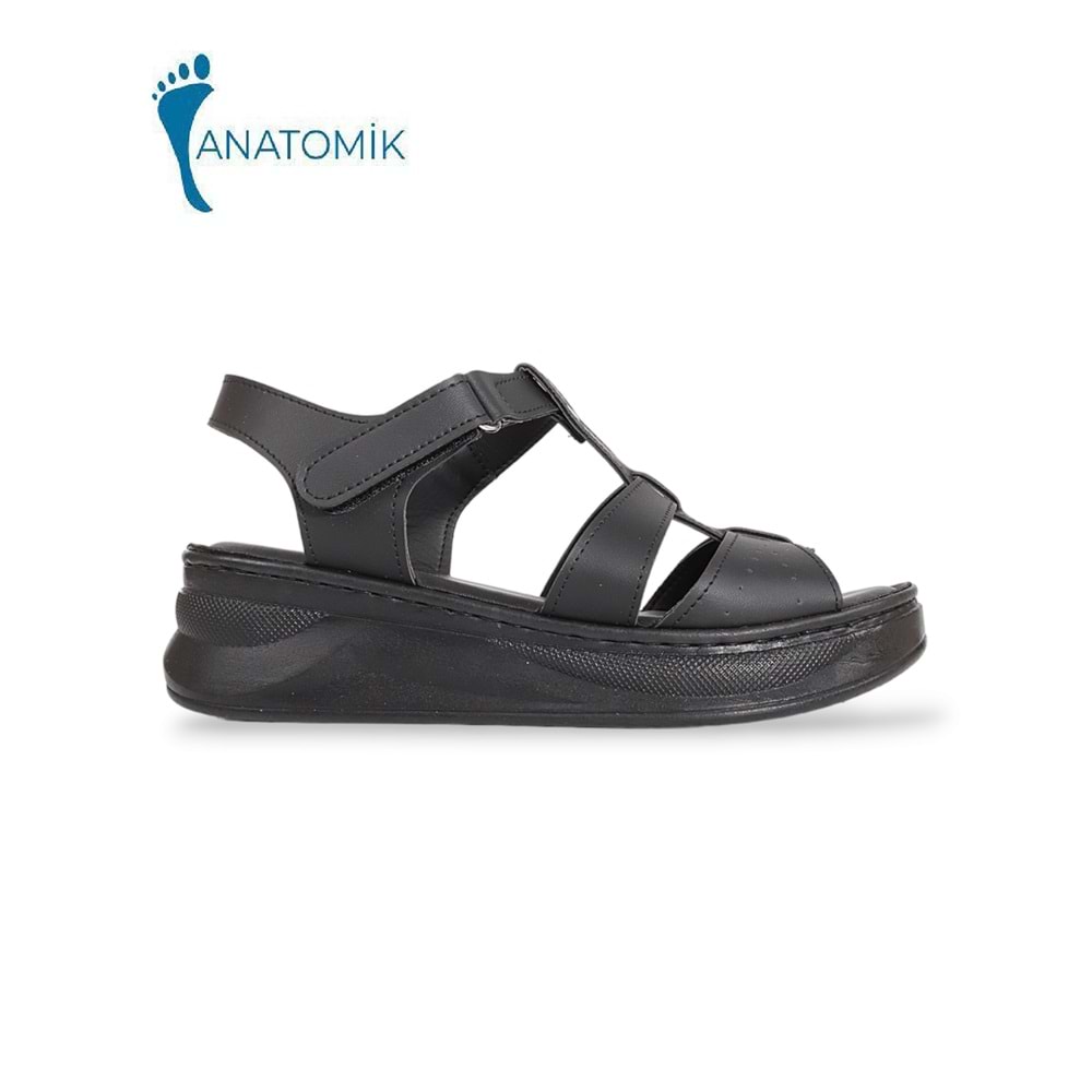Konfores 1910-492084 Tam Anatomik Tabanlı Kadın Sandalet - NKT01910-siyah-37