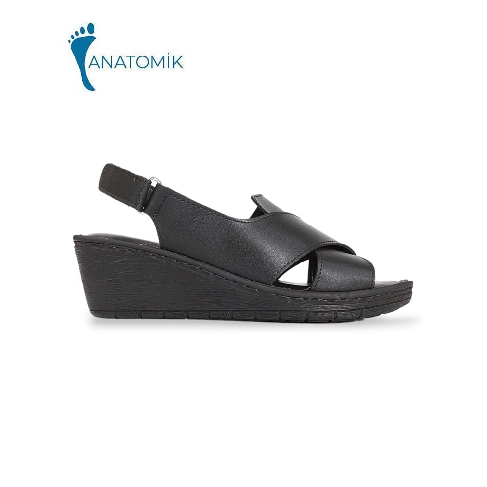Konfores 1911-390240 Tam Anatomik Tabanlı Kadın Sandalet - NKT01911-siyah-37