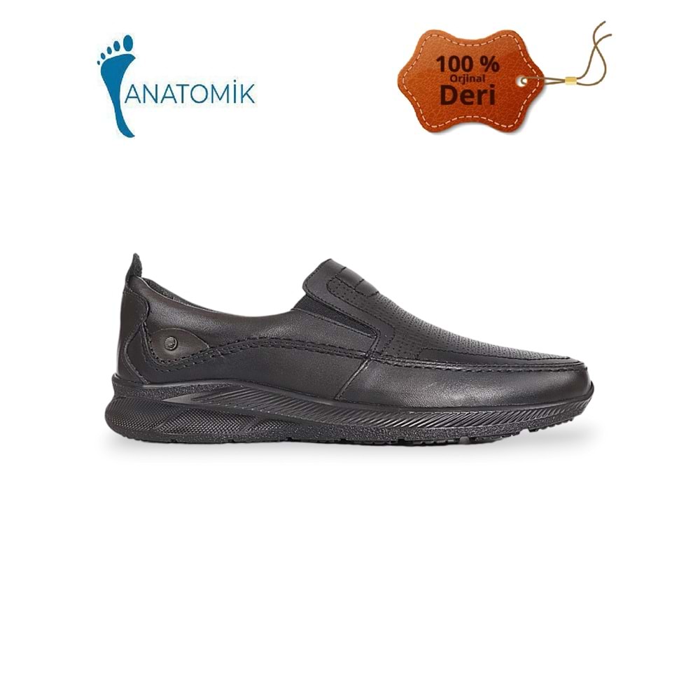Konfores 1920-532133 Hakiki Deri Anatomik Tabanlı Erkek Günlük Ayakkabı - NKT01920-siyah-44