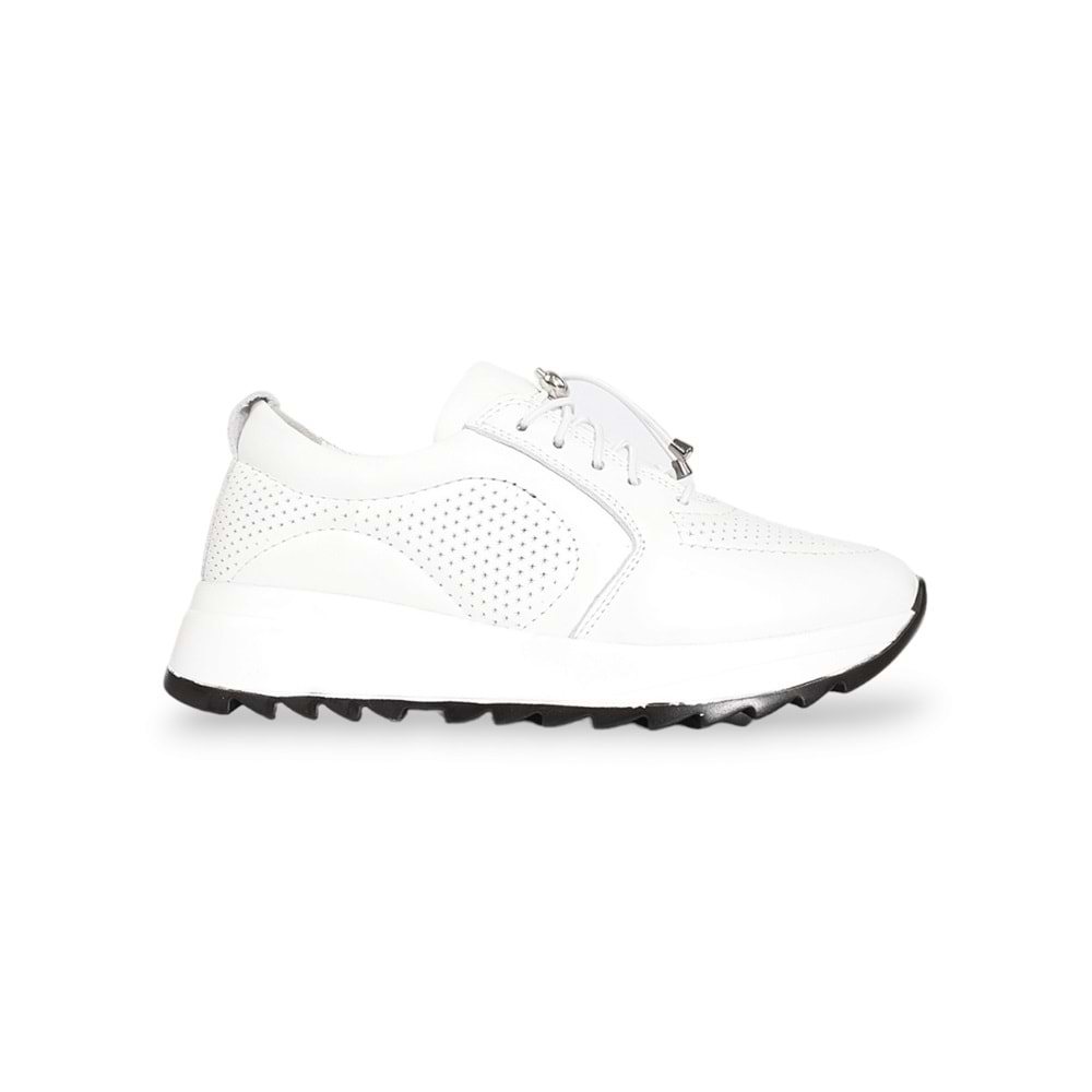 Konfores 1921-346538 Hakiki Deri Anatomik Tabanlı Kadın Sneakers Ayakkabı - NKT01921-BEYAZ-40