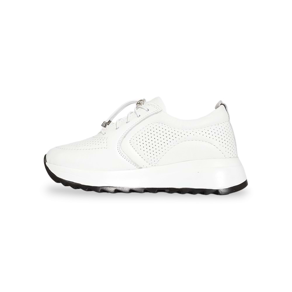 Konfores 1921-346538 Hakiki Deri Anatomik Tabanlı Kadın Sneakers Ayakkabı - NKT01921-BEYAZ-40