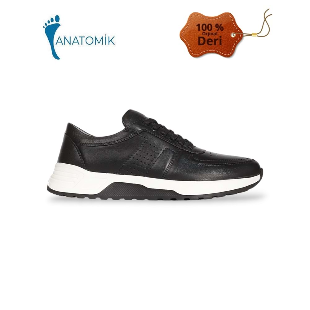 Konfores 1933-577394 Hakiki Deri Anatomik Tabanlı Erkek Günlük Ayakkabı - NKT01933-siyah beyaz-40