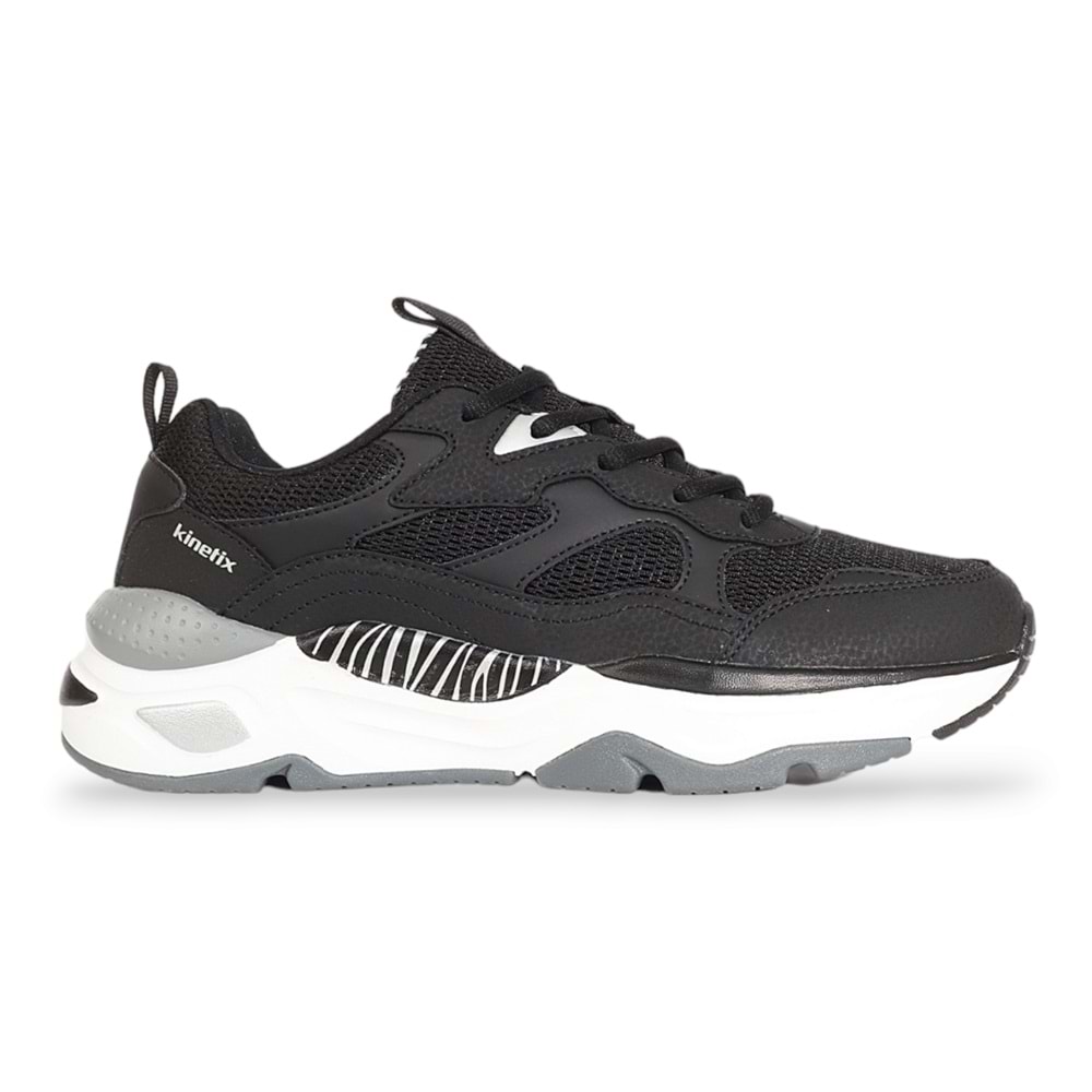 Kinetix 1963-Foxy Anatomik Kalın Tabanlı Kadın Sneakers Ayakkabı - NKT01963-siyah beyaz-36