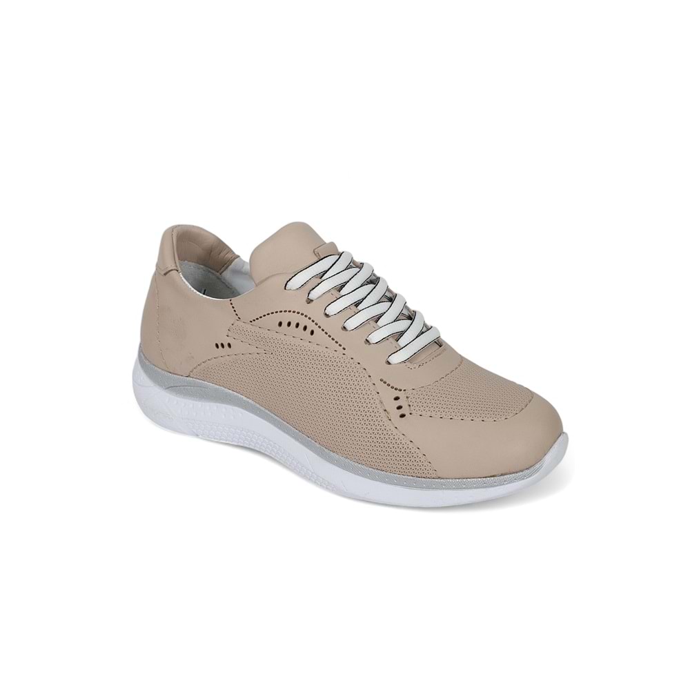 Konfores 2005-273075 Hakiki Deri Anatomik Tabanlı Kadın Sneakers Ayakkabı - NKT02005-BEJ-40
