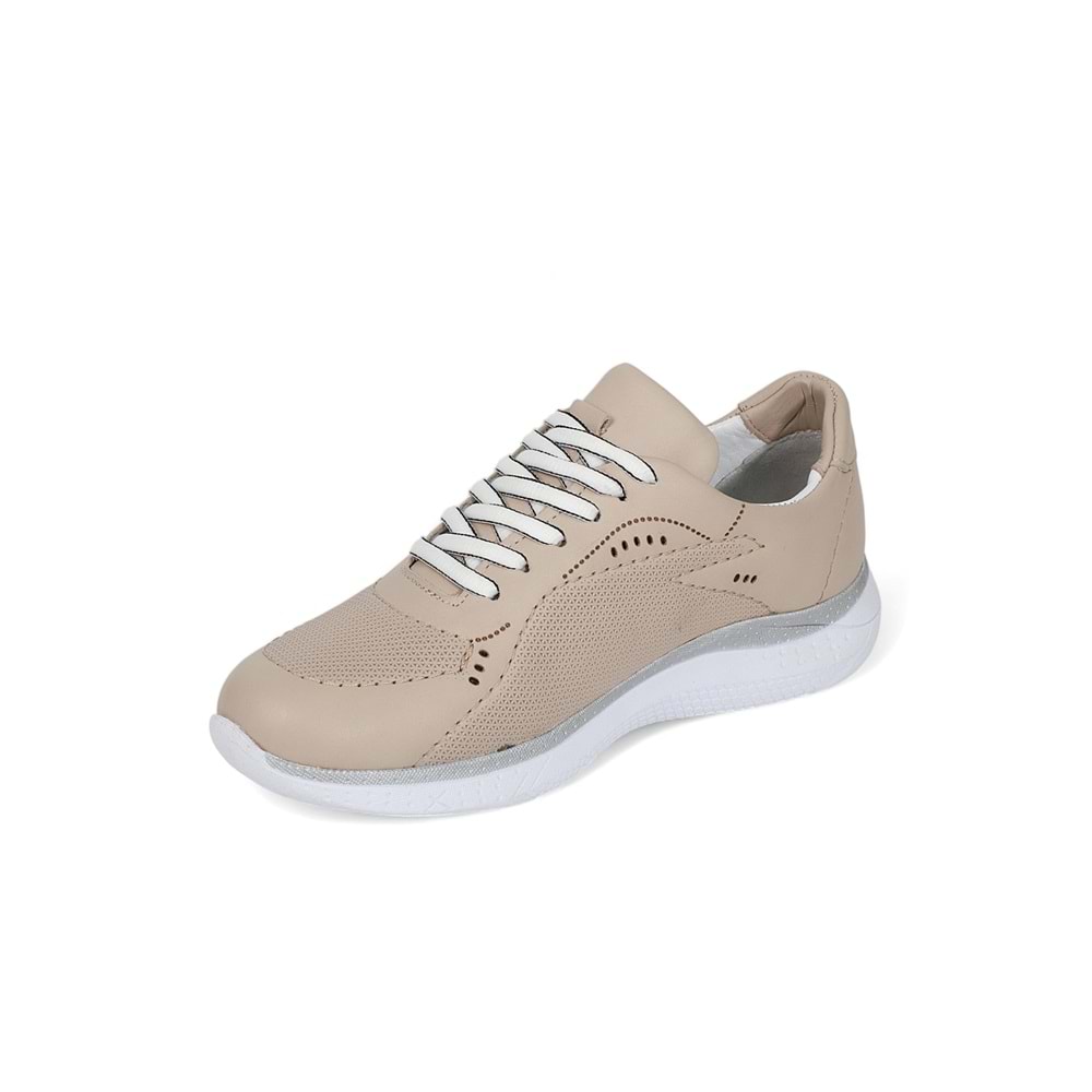 Konfores 2005-273075 Hakiki Deri Anatomik Tabanlı Kadın Sneakers Ayakkabı - NKT02005-BEJ-40