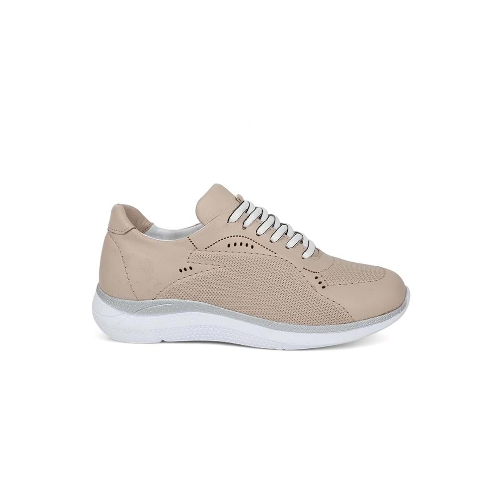 Konfores 2005-273075 Hakiki Deri Anatomik Tabanlı Kadın Sneakers Ayakkabı - NKT02005-BEJ-40