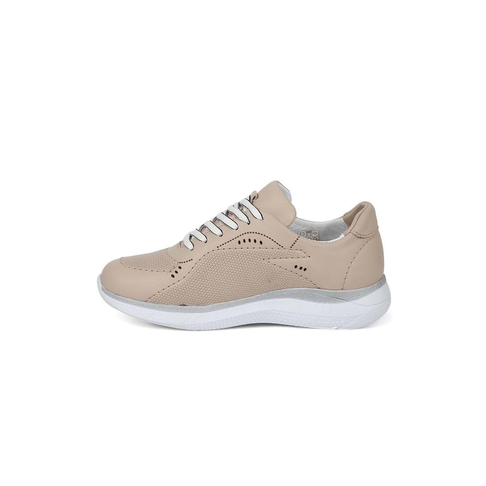Konfores 2005-273075 Hakiki Deri Anatomik Tabanlı Kadın Sneakers Ayakkabı - NKT02005-BEJ-40