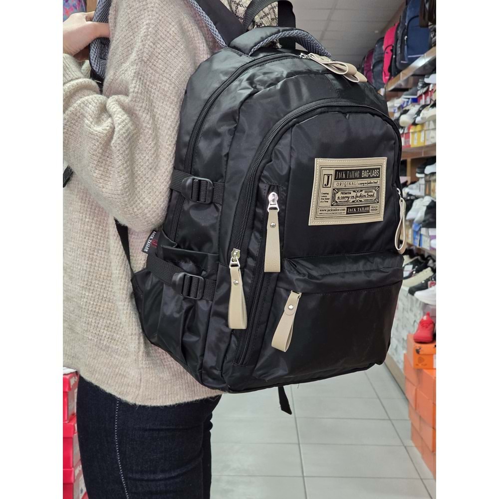 Jack Taılor 2111-60010 Unisex Anatomik Sırt Destekli Günlük ve Okul Sırt Çantası - NKT02111-siyah-TEKEBAT