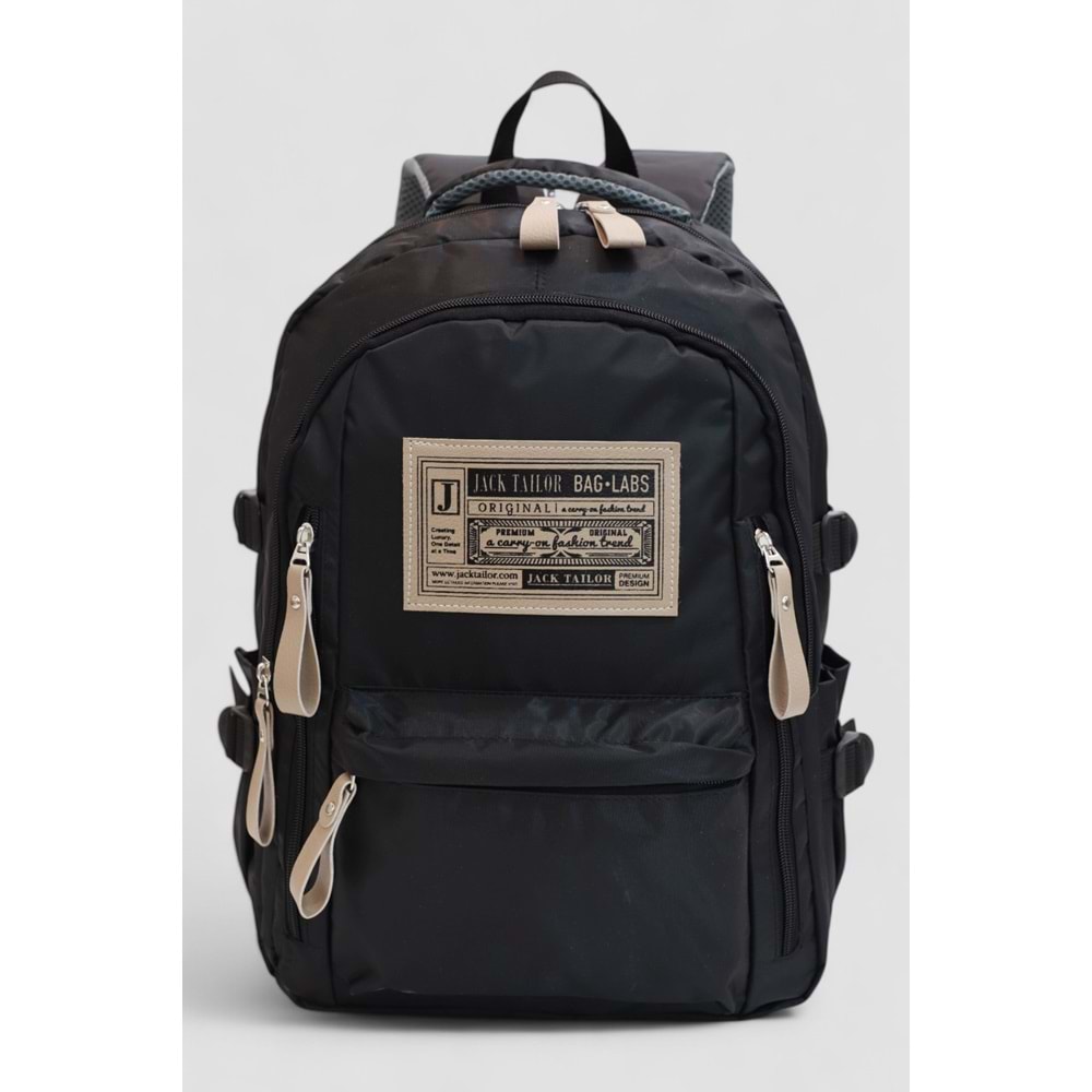 Jack Taılor 2111-60010 Unisex Anatomik Sırt Destekli Günlük ve Okul Sırt Çantası - NKT02111-siyah-TEKEBAT
