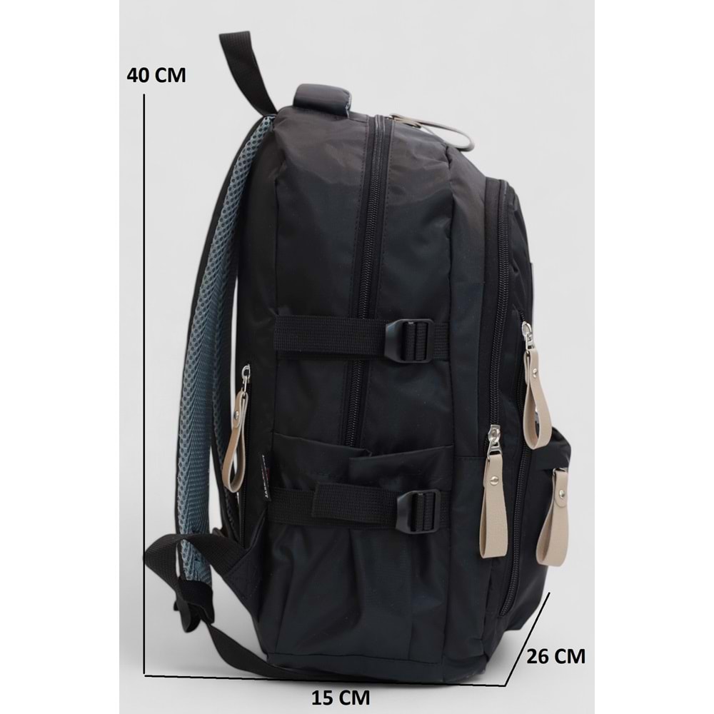 Jack Taılor 2111-60010 Unisex Anatomik Sırt Destekli Günlük ve Okul Sırt Çantası - NKT02111-siyah-TEKEBAT