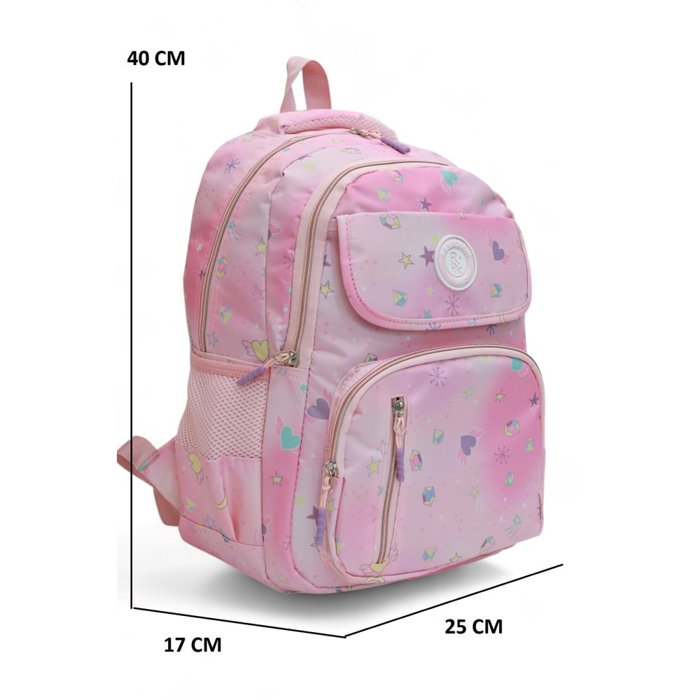 Relaxion 2139-1390 Anatomik Sırt Yapılı Kız Çocuk Üçlü Set İlkokul Sırt Çantası - NKT02139-PEMBE-TEKEBAT