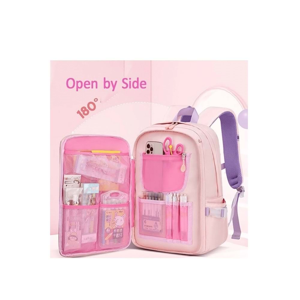 Relaxion 2174-1450 İthal Kore Tarzı Unisex Çocuk İlkokul Sırt Çantası - NKT02174-lila-TEKEBAT