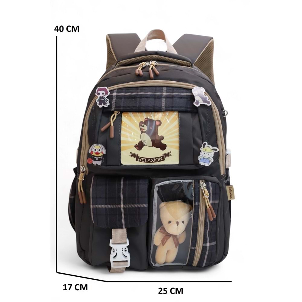 Relaxion 1395 Kore Tarzı Unisex Çocuk Üçlü Set İlkokul Sırt Çantası - NKT02207-lacivert-TEKEBAT