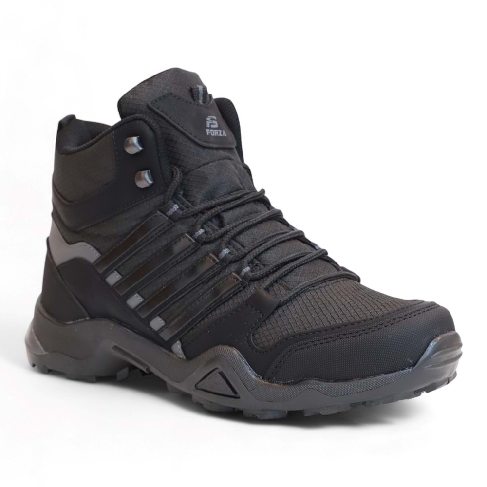 2226-Forza Anatomik Kaydırmaz Tabanlı Soft Shell Outdoor Trekking Erkek Bağcıklı Spor Bot - NKT02226-siyah-41