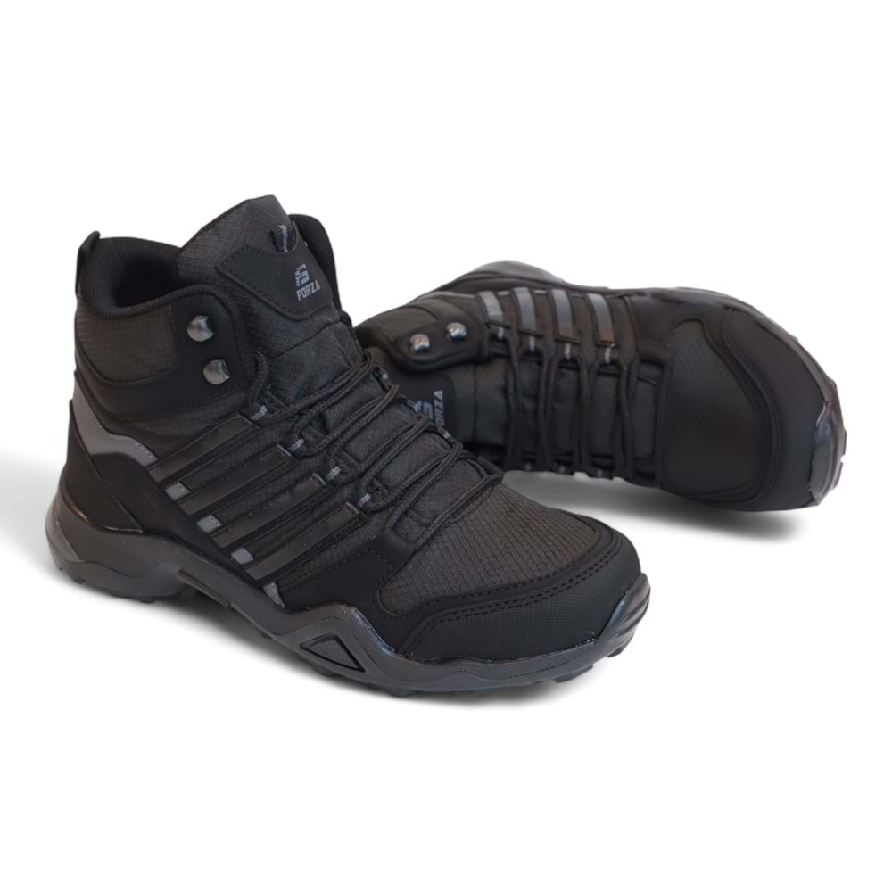 2226-Forza Anatomik Kaydırmaz Tabanlı Soft Shell Outdoor Trekking Erkek Bağcıklı Spor Bot - NKT02226-siyah-41