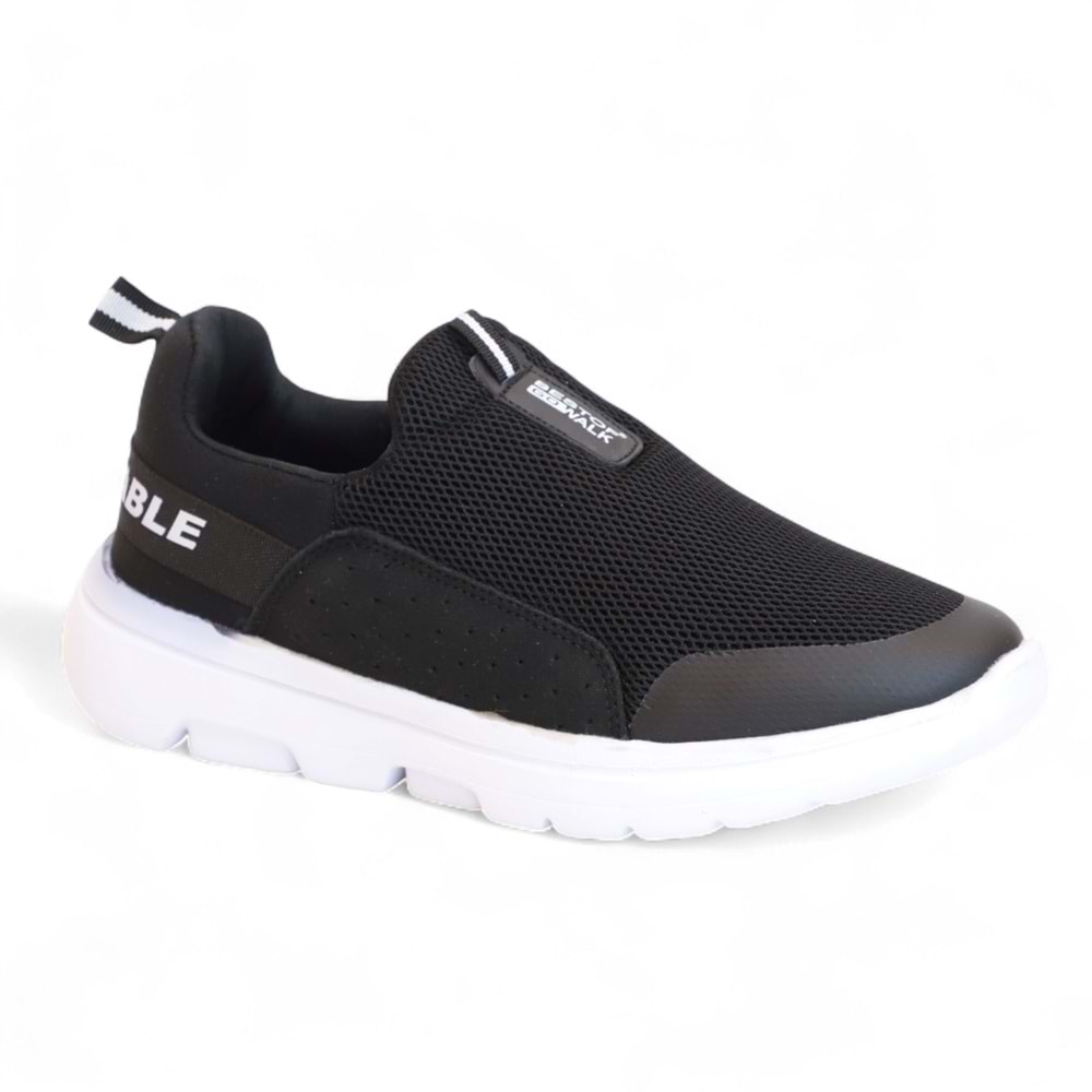 2231-Bestof Anatomik Tabanlı Ultra Hafif Bağcıksız Unisex Yürüyüş Ayakkabısı - NKT02231-siyah-beyaz-37