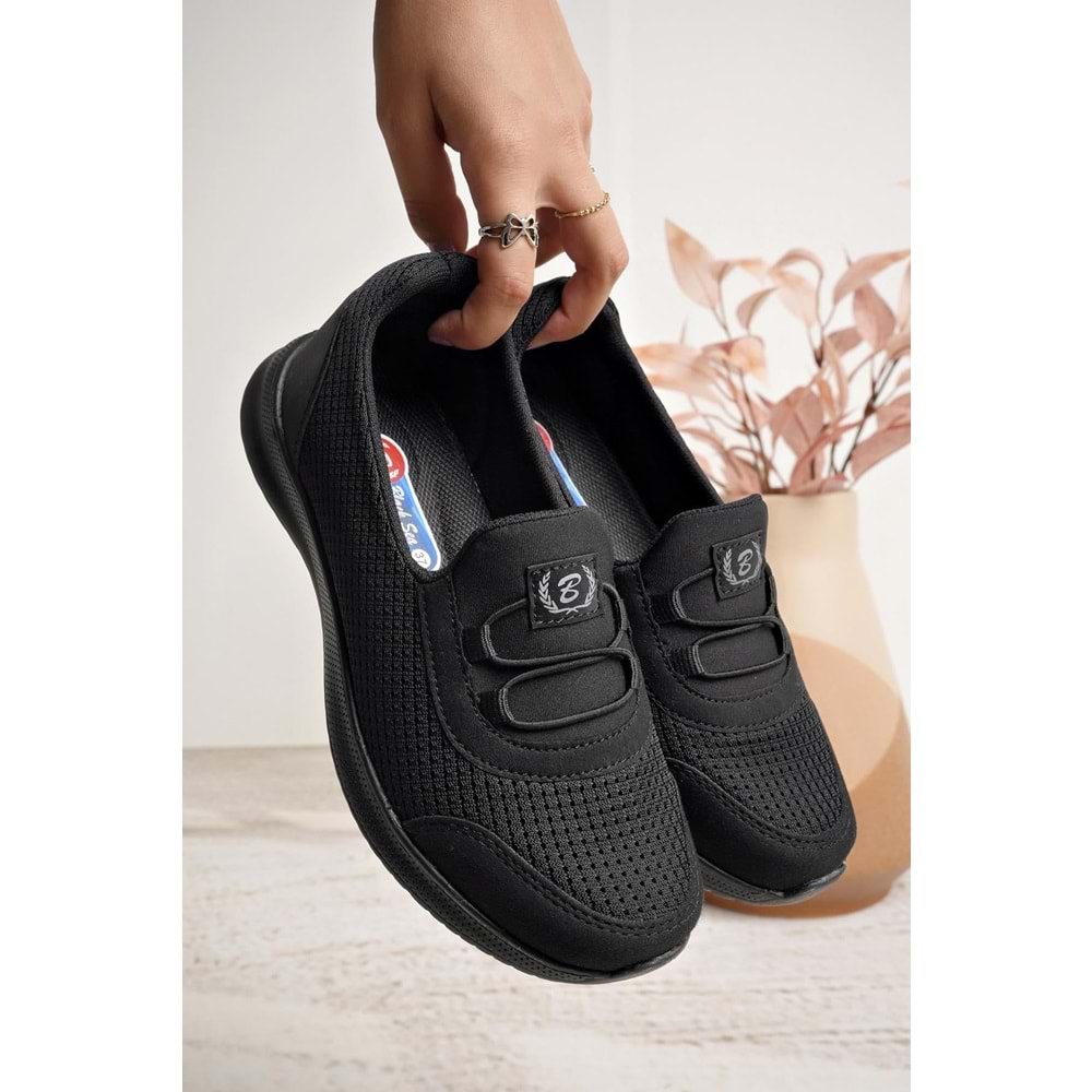 2257-Blacksea Anatomik Tabanlı Ultra Hafif Kadın Günlük Spor Babet Ayakkabı - NKT02257-siyah-39