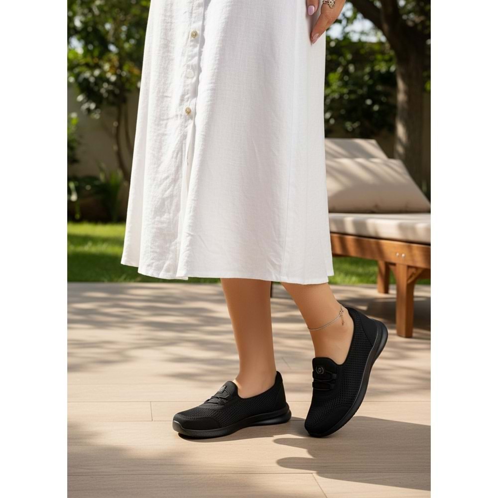 2257-Blacksea Anatomik Tabanlı Ultra Hafif Kadın Günlük Spor Babet Ayakkabı - NKT02257-siyah-39