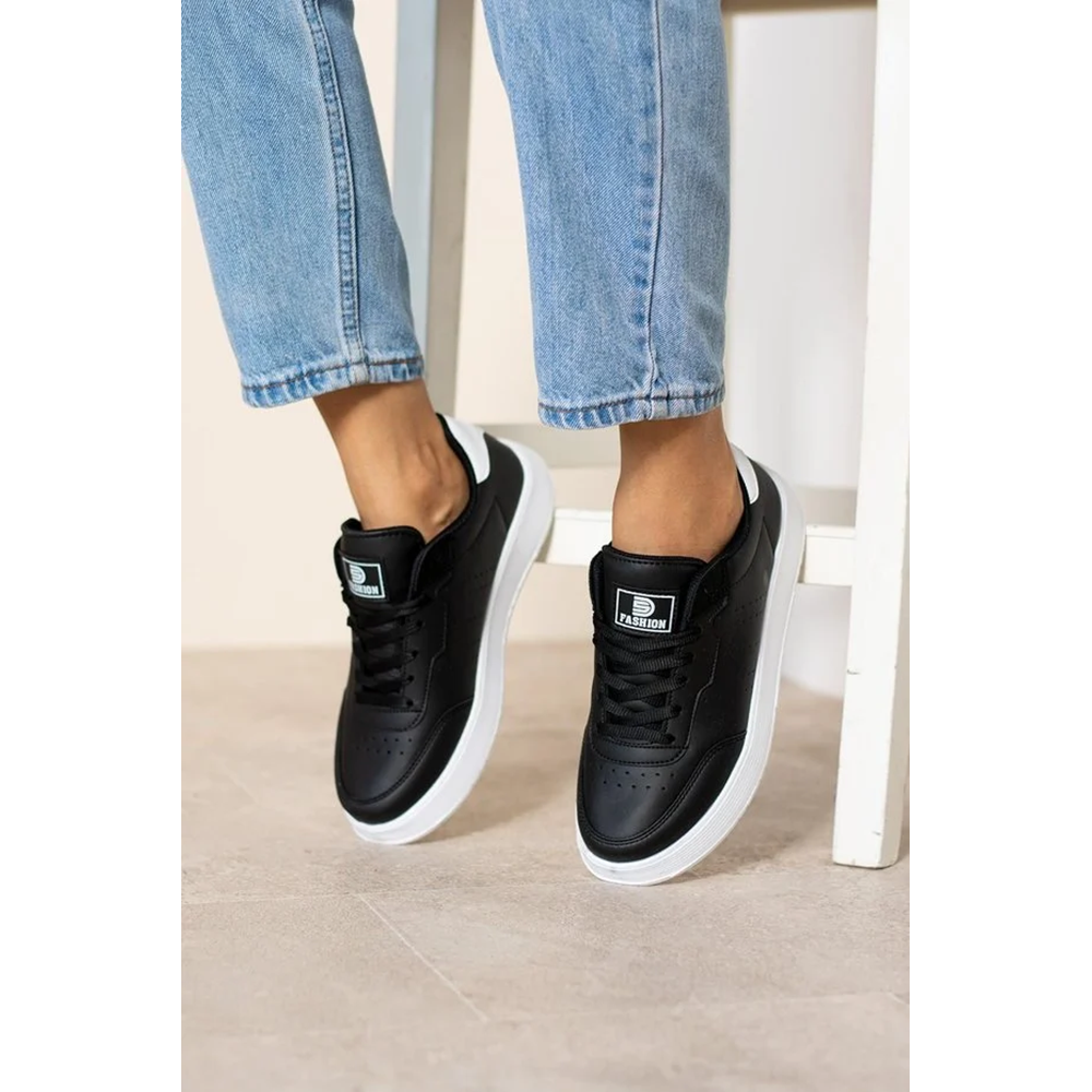 2286-Dark Step AirForce Modeli Anatomik Tabanlı Ultra Hafif Unisex Sneakers Ayakkabı - NKT02286-siyah-beyaz-45