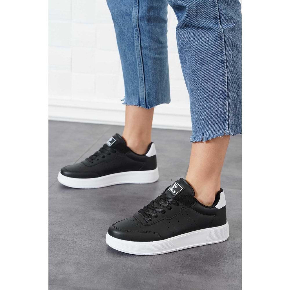 2286-Dark Step AirForce Modeli Anatomik Tabanlı Ultra Hafif Unisex Sneakers Ayakkabı - NKT02286-siyah-beyaz-45