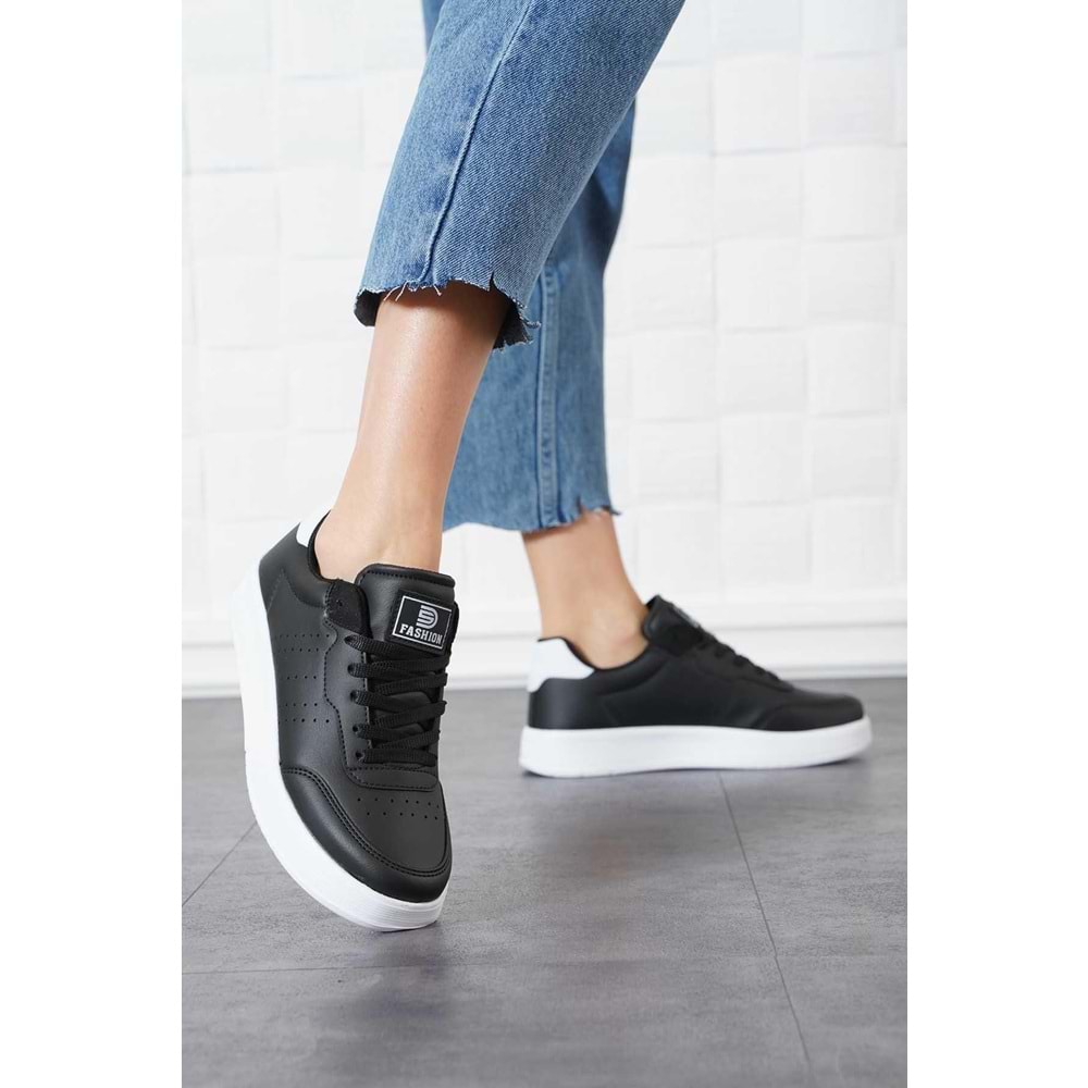 2286-Dark Step AirForce Modeli Anatomik Tabanlı Ultra Hafif Unisex Sneakers Ayakkabı - NKT02286-siyah-beyaz-45