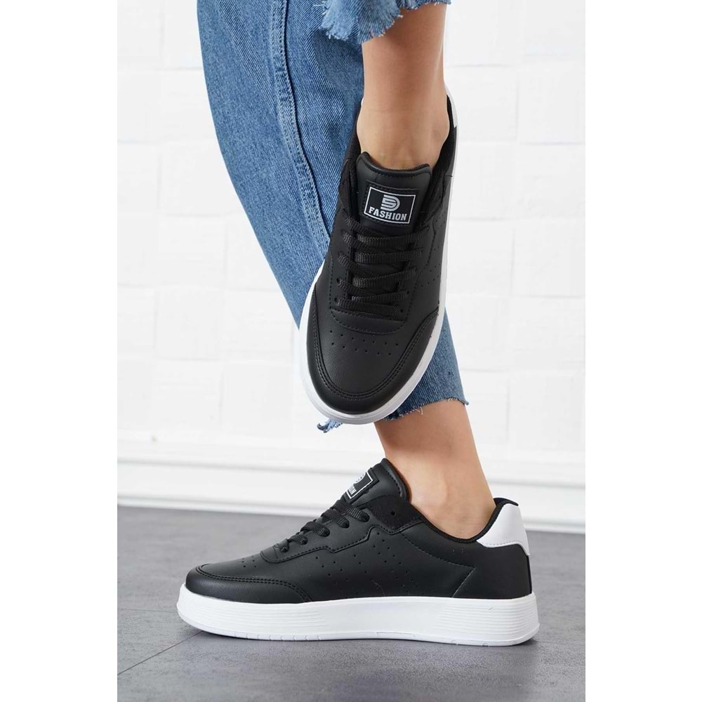 2286-Dark Step AirForce Modeli Anatomik Tabanlı Ultra Hafif Unisex Sneakers Ayakkabı - NKT02286-siyah-beyaz-45