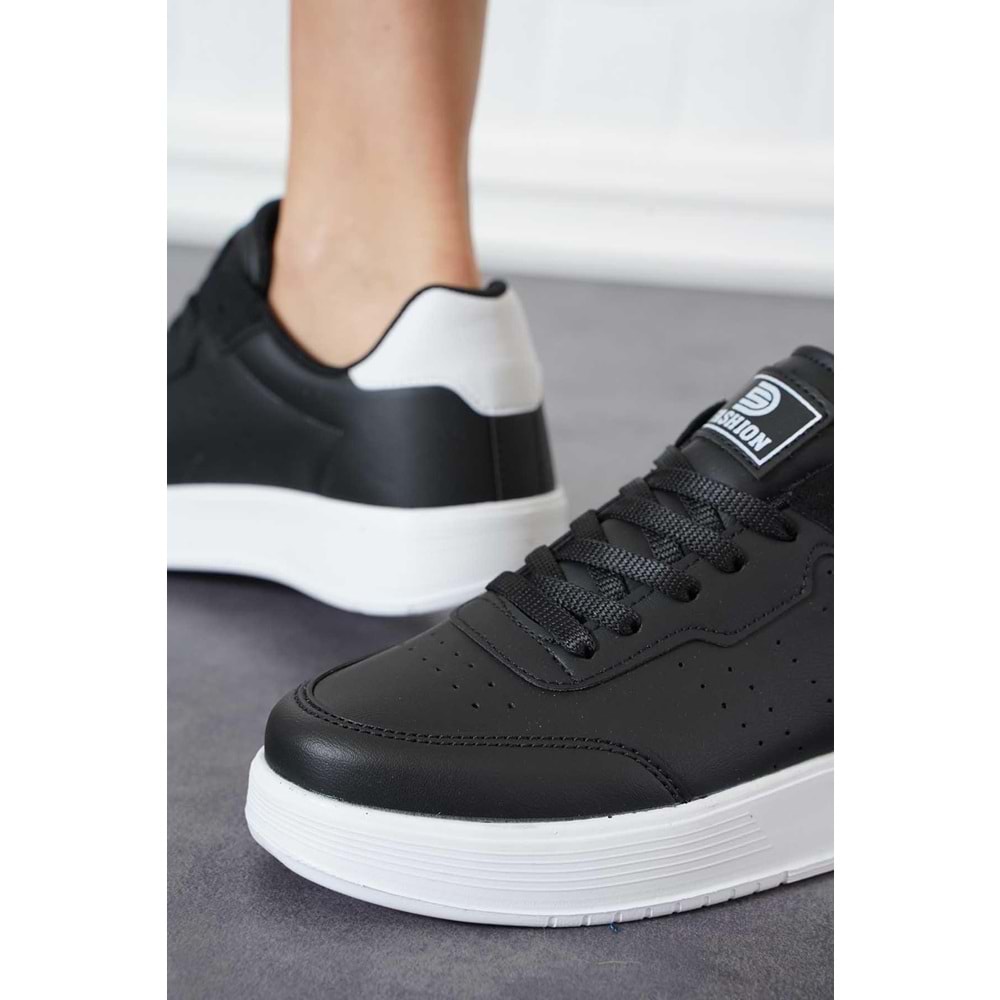 2286-Dark Step AirForce Modeli Anatomik Tabanlı Ultra Hafif Unisex Sneakers Ayakkabı - NKT02286-siyah-beyaz-45