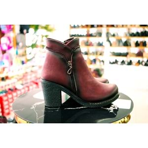 Leona 595 Bayan Kısa Topuklu Bot - BORDO - 39