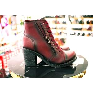 Leona 598 Bayan Kısa Topuklu Bot - BORDO - 37