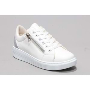 Kadir Ekici 822 Bayan Fermuarlı Sneakers Ayakkabı - BEYAZ - 39